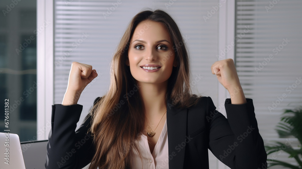 mulher de sucesso nos negócios, expressão alegre e feliz mulher de sucesso nos negócios, expressão alegre e feliz