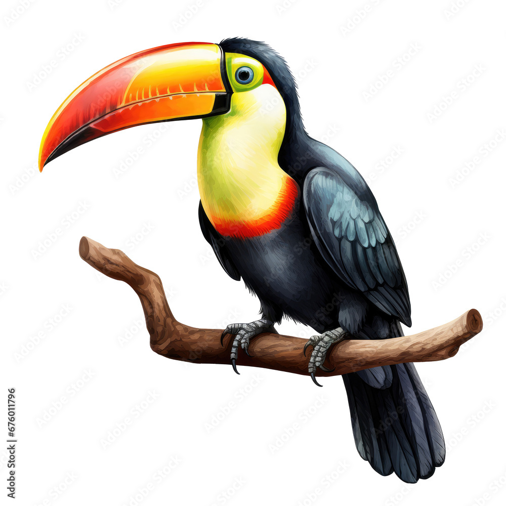 Naklejka premium Watercolor Toucan. Toucan Clipart. Hand Drawn Bird Illustrations.