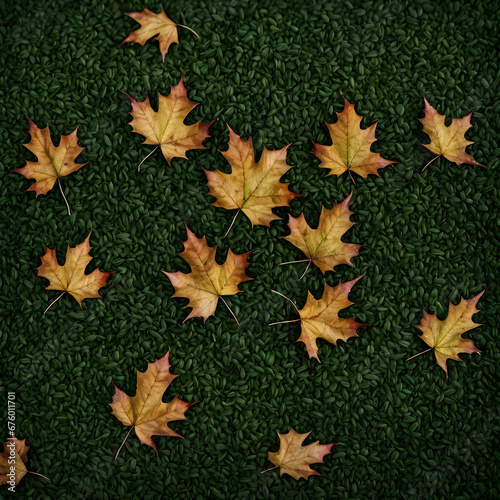 Fall leaves on green grass, Autumn foliage wallpaper