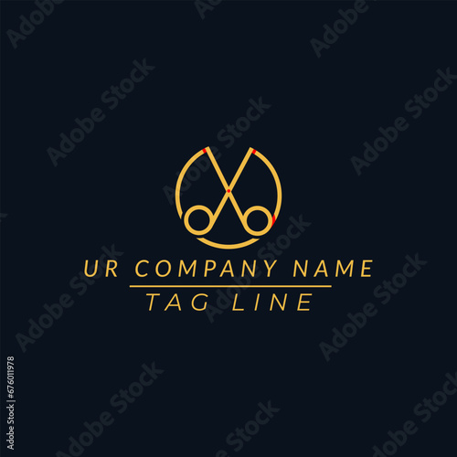 Scissors icon vector illustration Barber haircut salon logo design