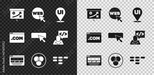 Set Planning strategy concept, Web and graphic design, UI or UX, RGB CMYK color mixing, Site map, and icon. Vector