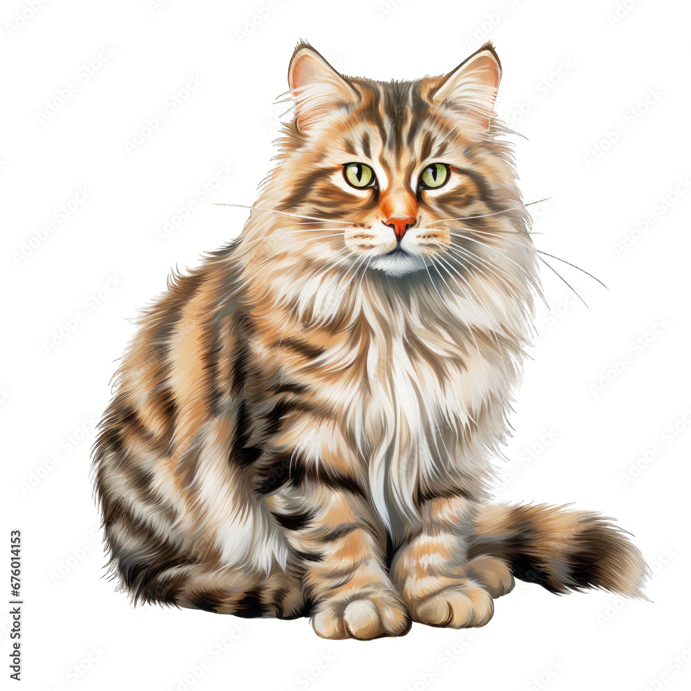 Siberian cat clipart with transparent background
