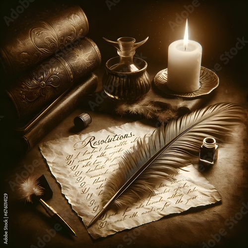 A monochromatic image with sepia or bronze highlights, creating a nostalgic and timeless mood for New Year's resolutions.