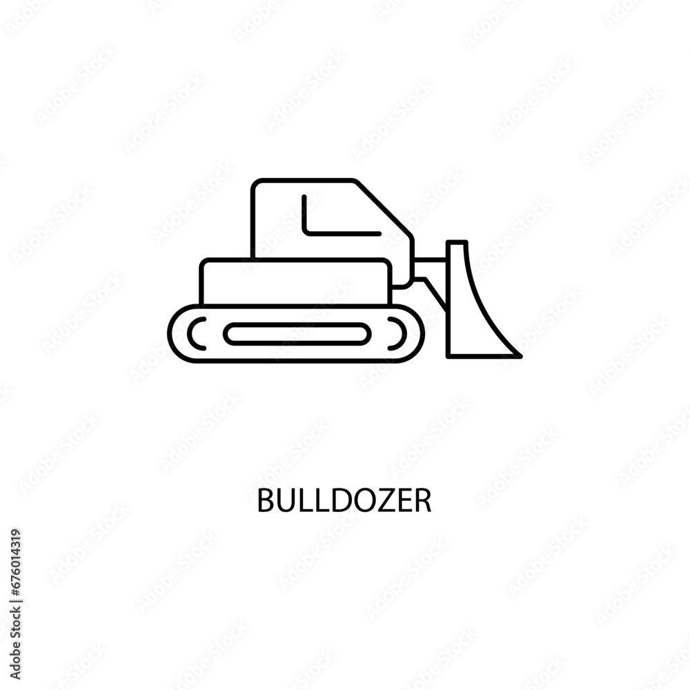 Crawler bulldozer concept line icon. Simple element illustration. Crawler bulldozer concept outline symbol design. Crawler bulldozer concept line icon. Simple element illustration. Crawler bulldozer concept outline symbol design.