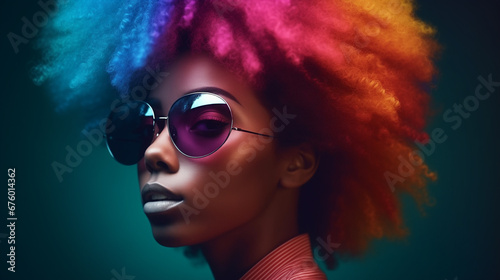 ai generated image of stylish portrait of afro american woman on dark background