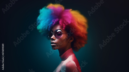 ai generated image of stylish portrait of afro american woman on dark background