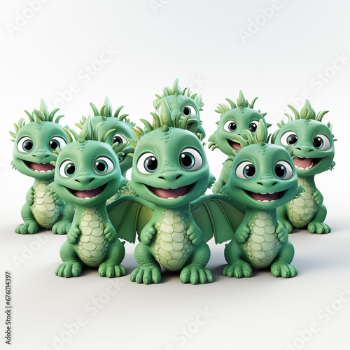  ai generated image of a cute cartoon dragons on white background