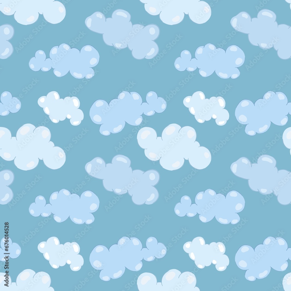 Seamless pattern with air clouds. Illustration for bed sheets, wallpaper, gift wrapping and other miscellaneous textiles