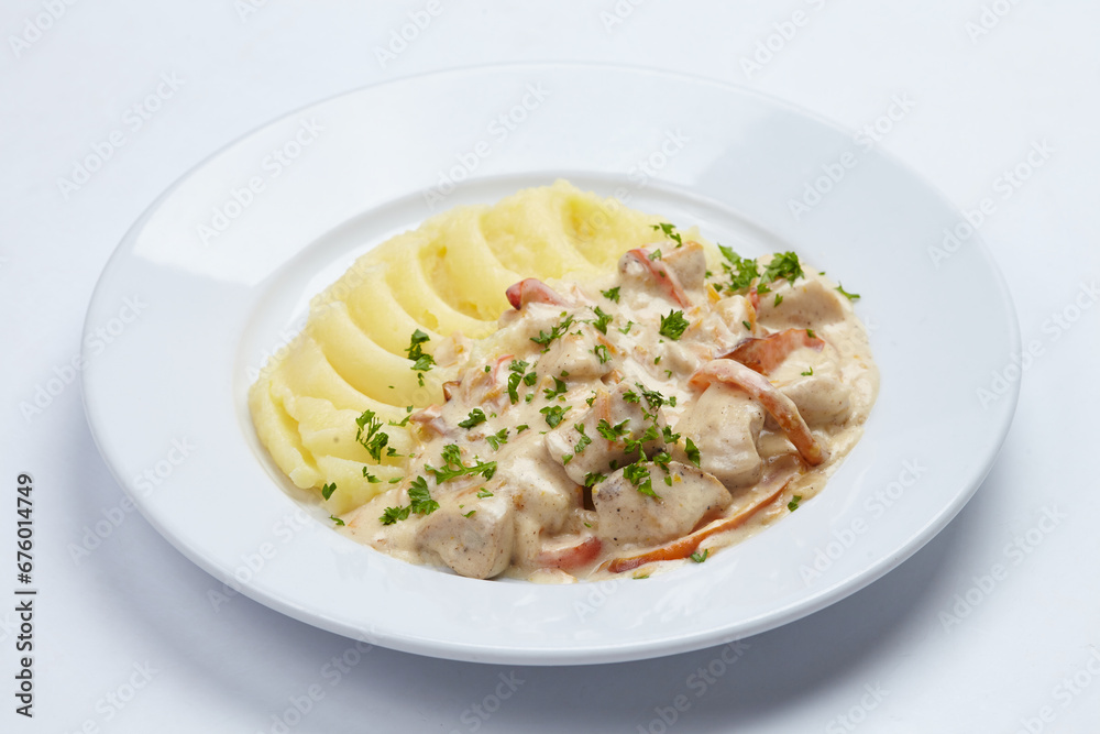 mashed potato with meat and sauce mashed potato with meat and sauce