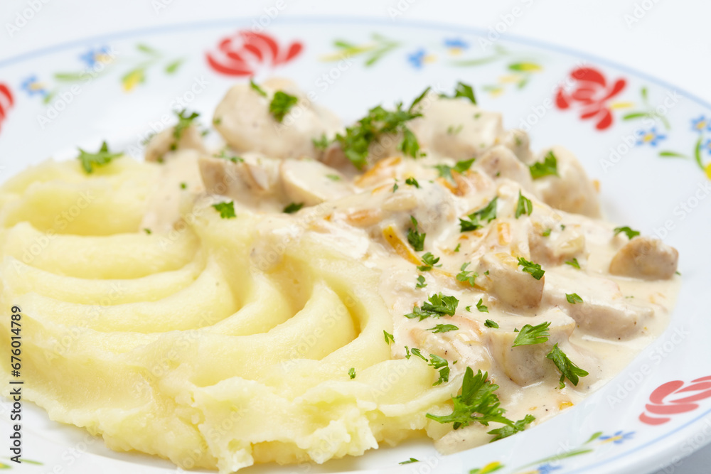 mashed potato with meat and sauce mashed potato with meat and sauce