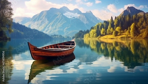 boat on the lake generating by AI technology