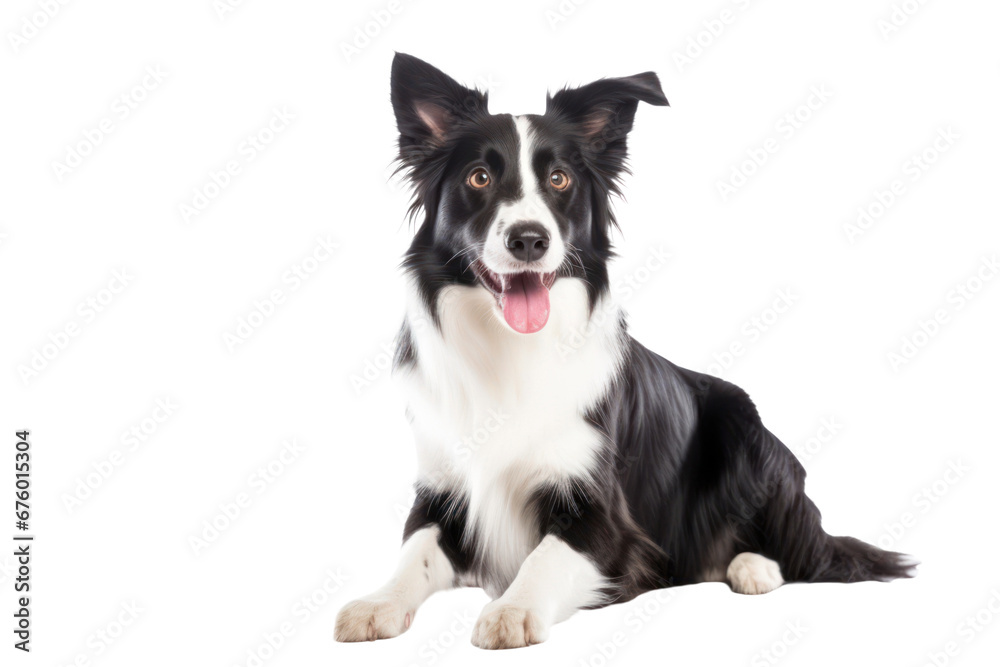Border Collie dogs looking at the camera isolated on transparent background