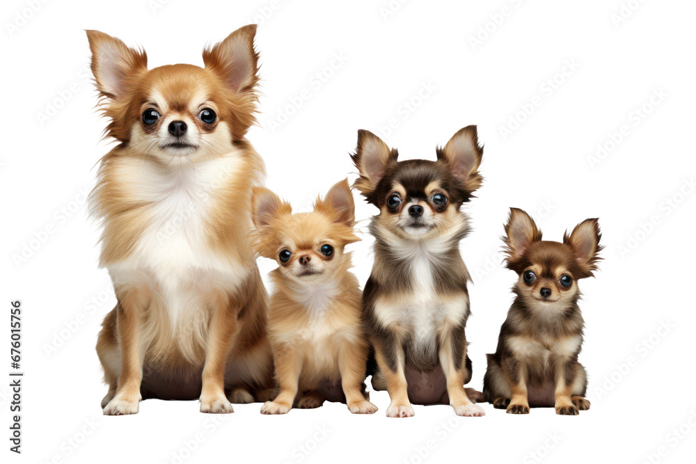 Chihuahua dogs looking at the camera isolated on transparent background