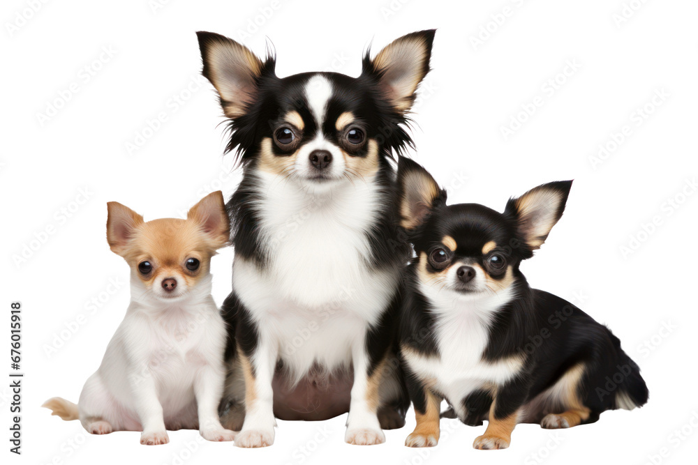 Chihuahua dogs looking at the camera isolated on transparent background