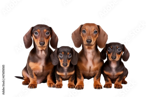 Dachshund dogs looking at the camera isolated on transparent background © Pixel Alchemy