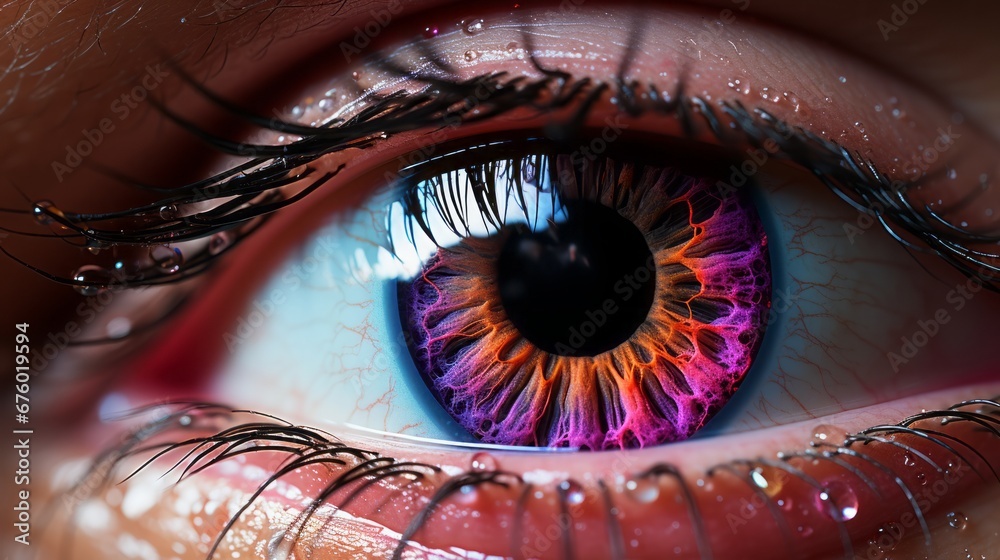 Macro Detail Of Multicolored Human Iris With Natural Patterns