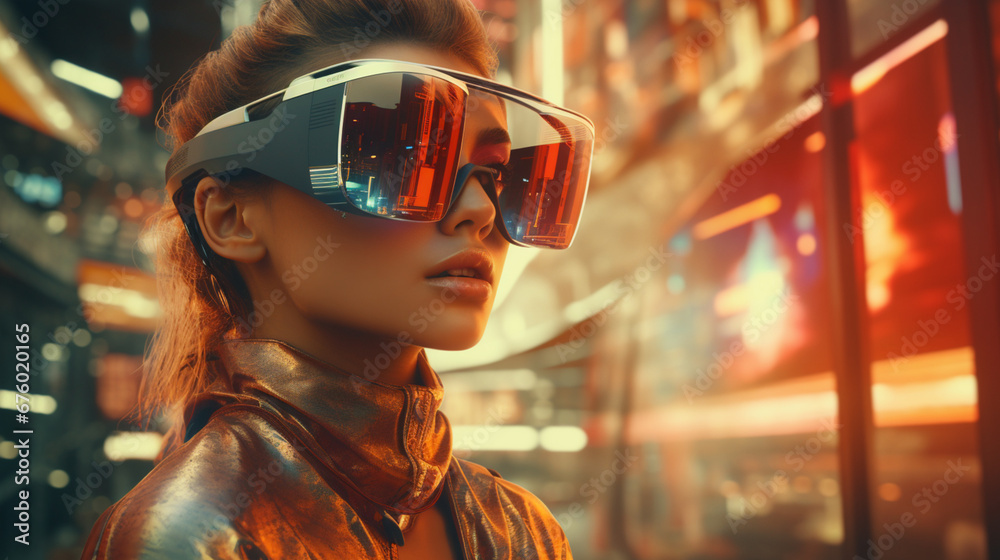 woman with sunglass VR futuristic