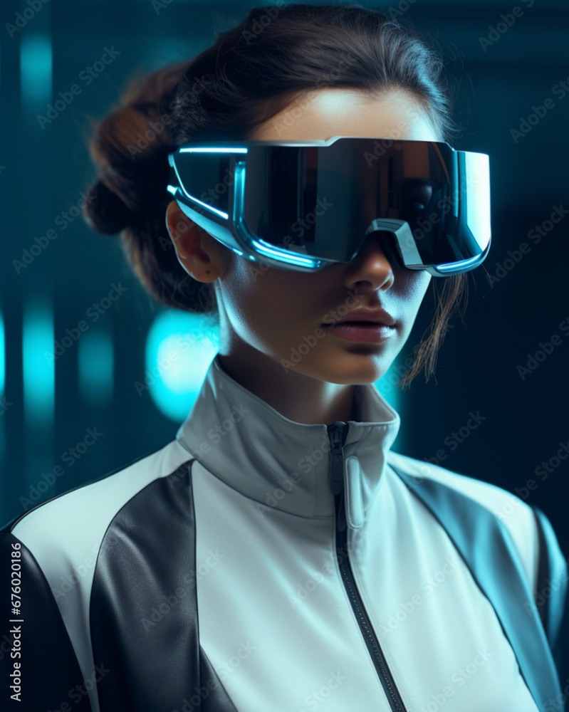 woman with sunglass VR futuristic woman with sunglass VR futuristic