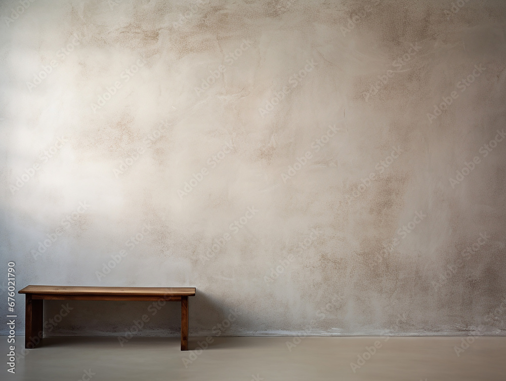 empty room, cement wall, empty light cream room, with glare from the window. Interior background for the presentation