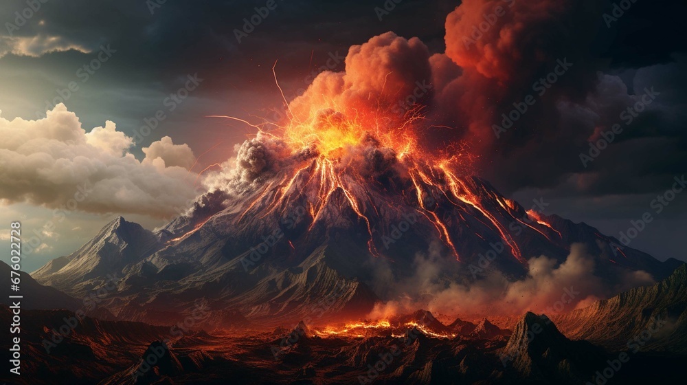 
illustration volcanic eruption photography ::10 , 8k, 8k render