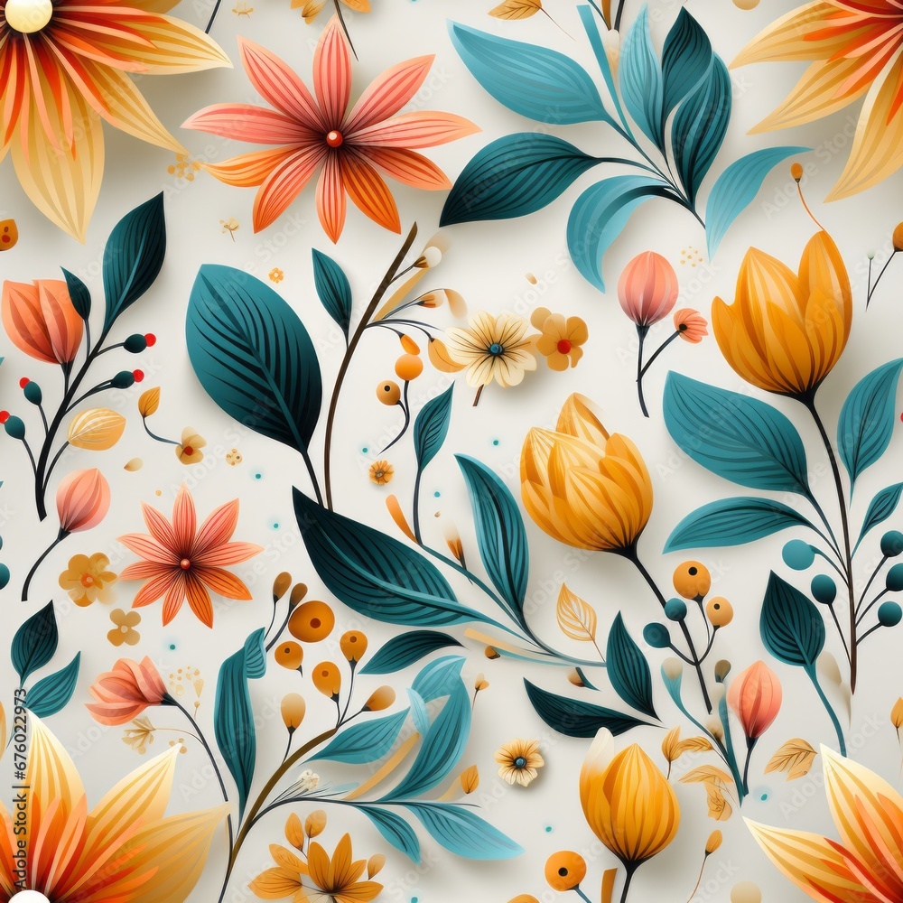 Decorative floral seamless pattern