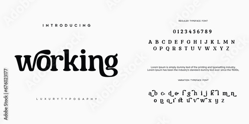 Working luxury elegant alphabet letters and numbers. Elegant wedding typography classic serif font decorative vintage retro. Creative vector illustration