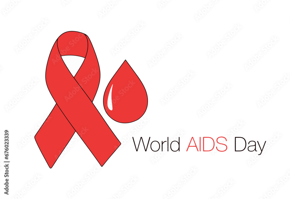 AIDS. Blood. A drop. Color vector - obrazy, fototapety, plakaty 