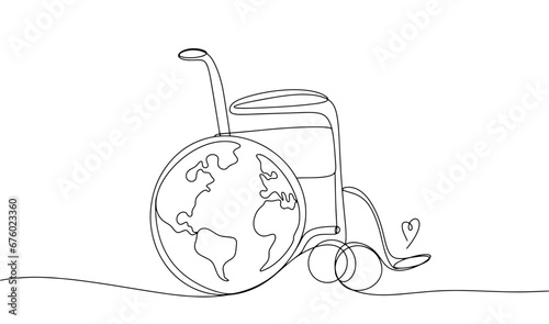 Disabled carriage. Earth. One line