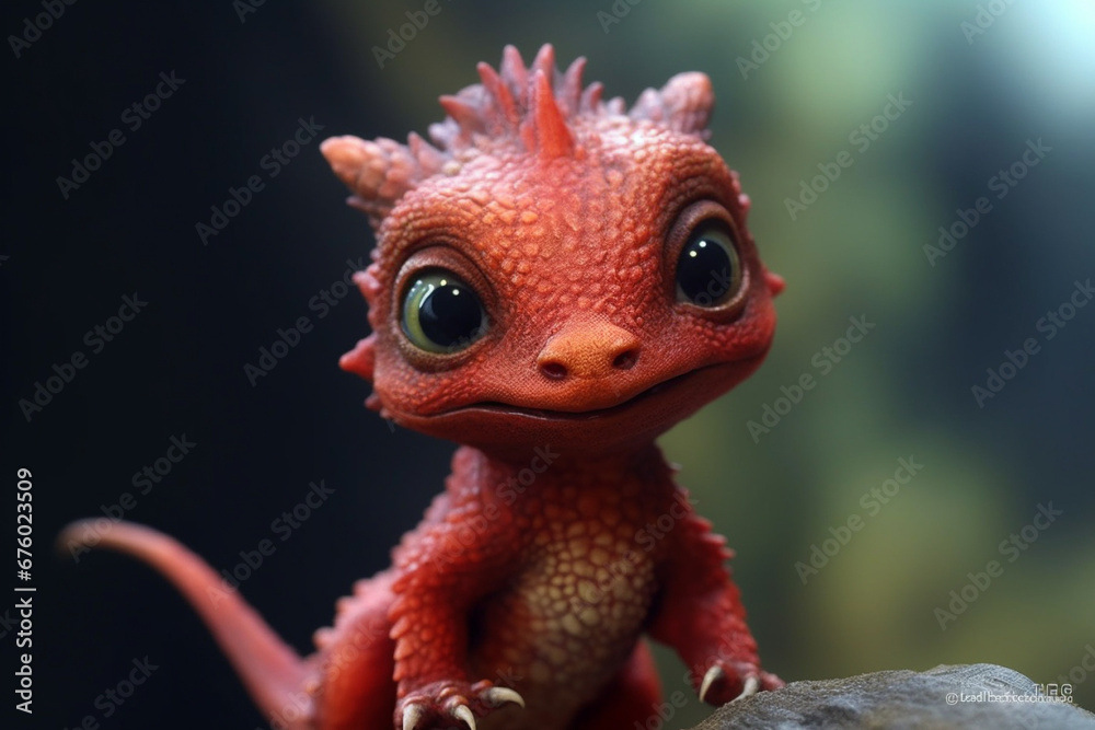 Fototapeta premium Delight in the charm of a small dragon toy, a funny companion for moments of enchantment and play. Ai generated