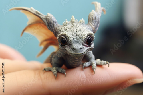 Delight in the charm of a small dragon toy, a funny companion for moments of enchantment and play. Ai generated photo