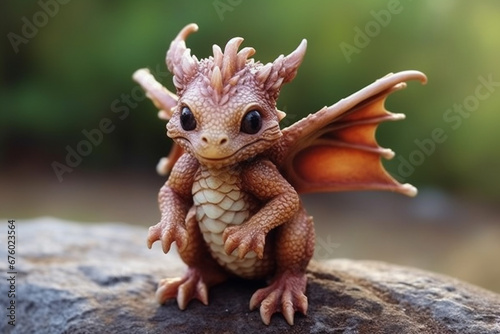 Delight in the charm of a small dragon toy  a funny companion for moments of enchantment and play. Ai generated