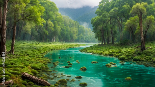 river in the forest, 