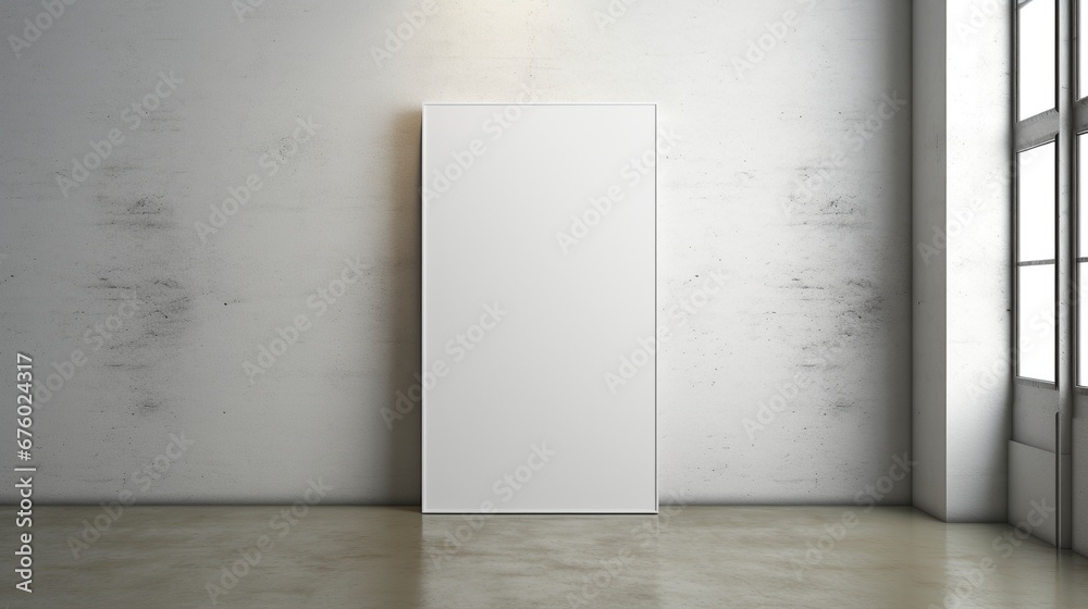 White canvas leaning wall near window ai generated frame mockup minimal White canvas leaning wall near window ai generated frame mockup minimal