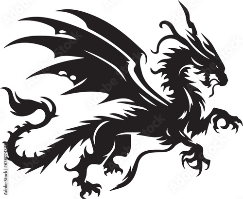 Dragon Silhouettes EPS  Vector Dragon Clipart Dragon Collection