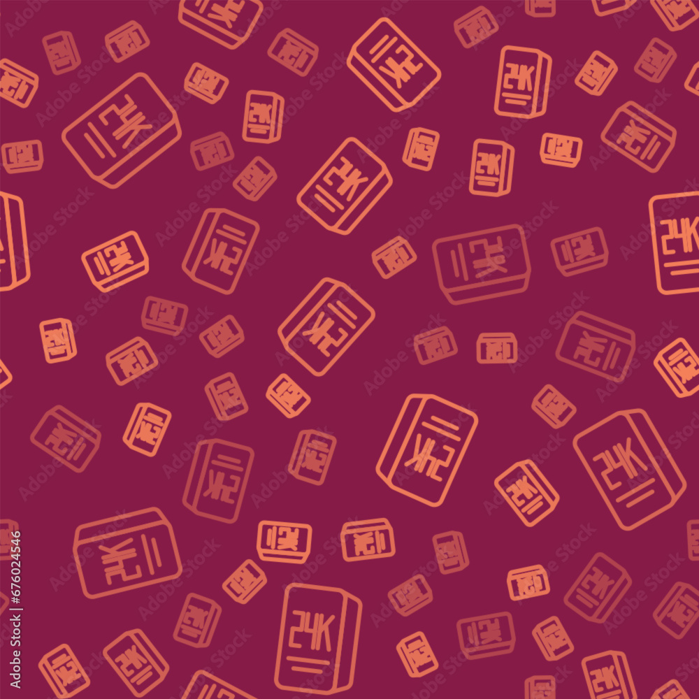 Brown line Gold bars 24k icon isolated seamless pattern on red background. Banking business concept. Vector Brown line Gold bars 24k icon isolated seamless pattern on red background. Banking business concept. Vector