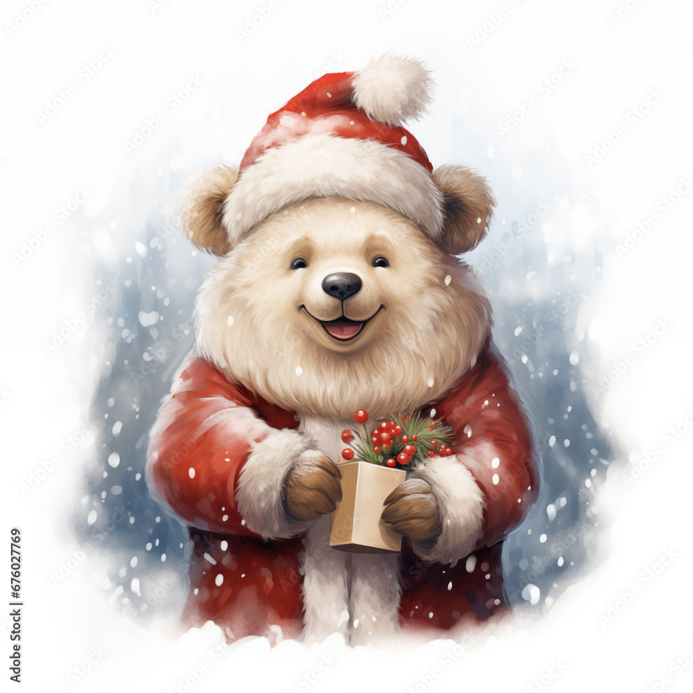 christmas teddy bear. Generative AI. christmas teddy bear. Generative AI.