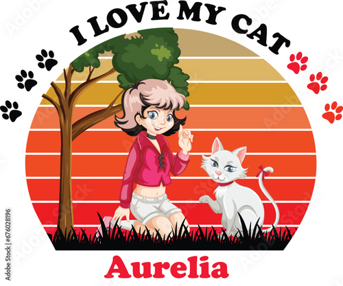 Aurelia Is My Cute Cat, Cat name t-shirt Design