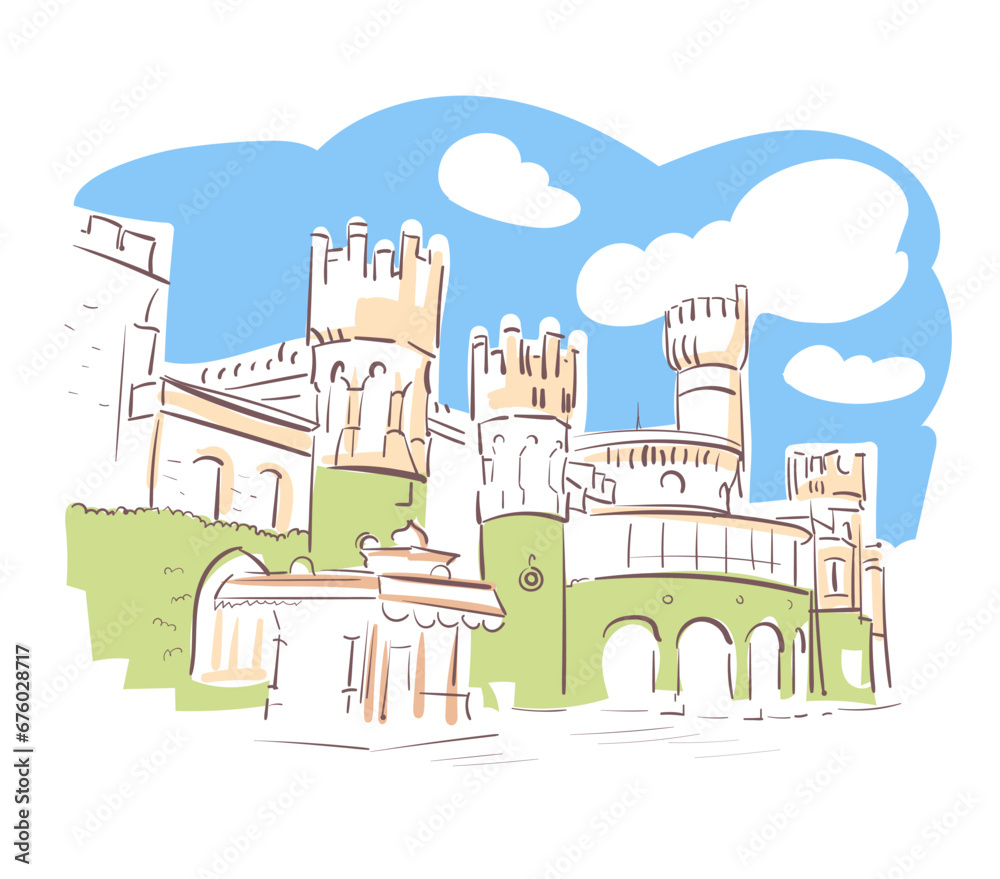 Bangalore Palace Karnataka India vector sketch city illustration line art sketch simple
