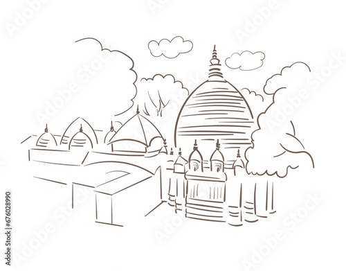 Kamakhya Temple Guwahati Assam India religion institution vector sketch city illustration line art sketch simple photo