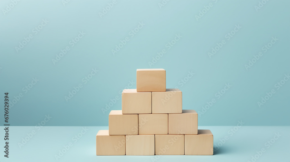 pyramid with small wooden cube blocks pyramid with small wooden cube blocks