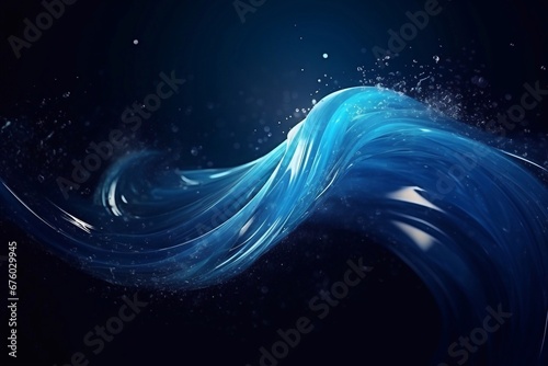 Blue water splash isolated on black background, Generative AI © Kateryna