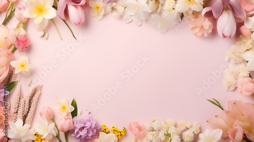 Spa composition frame made of flowers background © KJ Photo studio