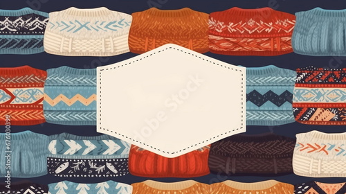 Promotional banner of winter collection sale in the store of woolen sweaters and clothing. Free space for text