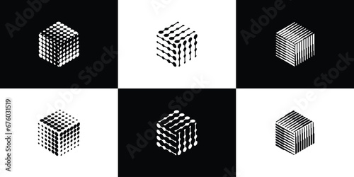 Collection of technology and communication geometric abstract connection logos