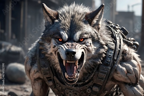 Fototapeta post-apocalyptic Wolf warrior