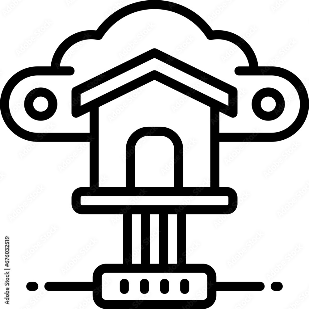 cloud home line icon. vector icon for your website, mobile, presentation, and logo design. cloud home line icon. vector icon for your website, mobile, presentation, and logo design.