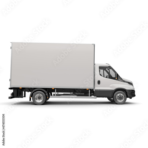a image of a White Box Truck isolated on a white background