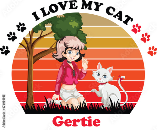Fotografía Gertie Is My Cute Cat, Cat name t-shirt Design