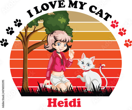 Heidi Is My Cute Cat, Cat name t-shirt Design