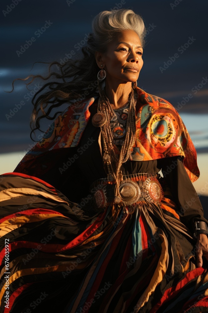 Fototapeta premium Mature woman in traditional clothes.